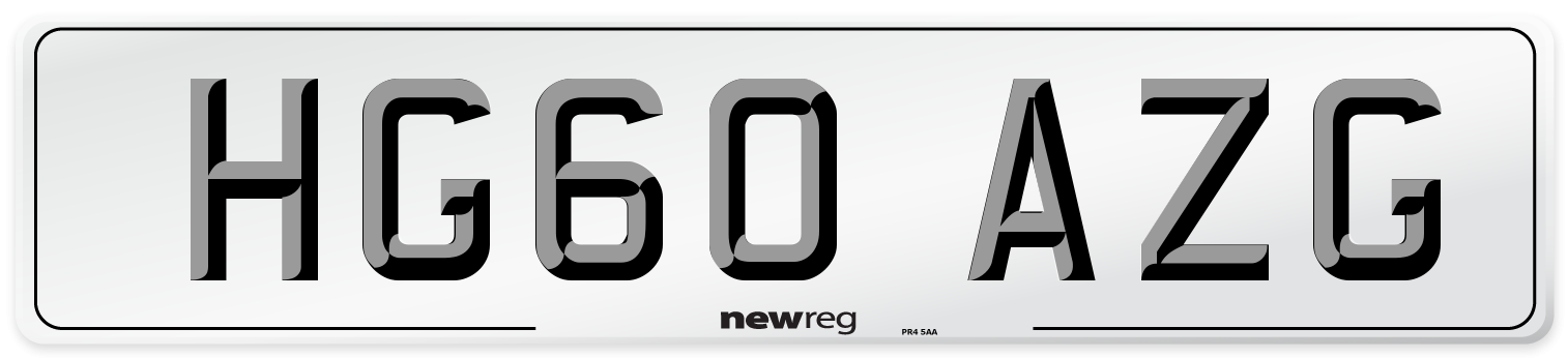 HG60 AZG Number Plate from New Reg